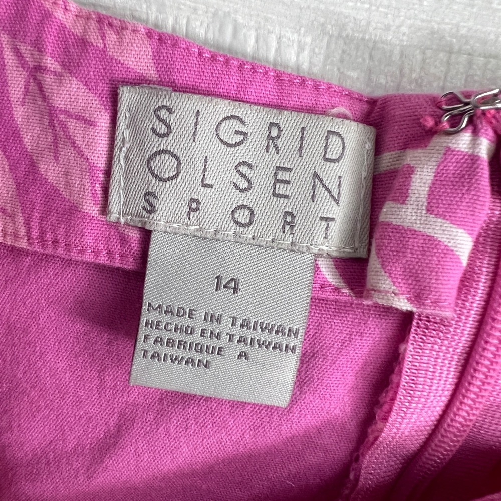 Sigrid Olsen Sport Sheath Dress Womens 14 Floral Sleeveless Pink Y2K Tropical - Picture 3 of 9